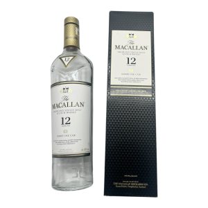 Macallan 12-year-old single malt whisky bottle artwork, 700ml, hand-carved, collection display